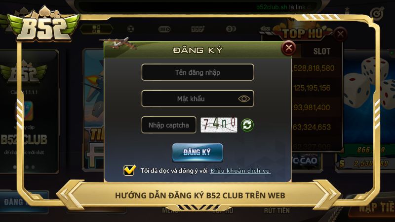 Hướng dẫn đăng ký B52 Club trên trình duyệt web