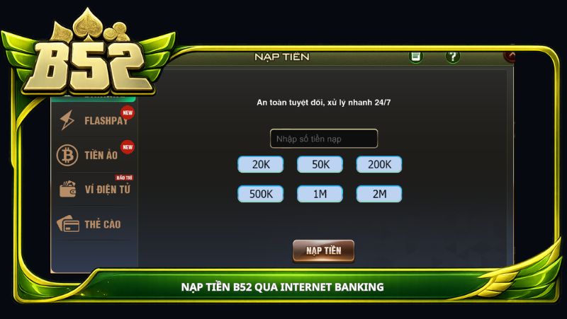Nạp tiền B52 qua Internet Banking