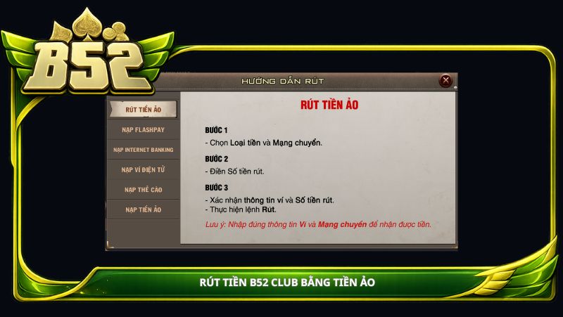 Rút tiền B52 Club bằng tiền ảo